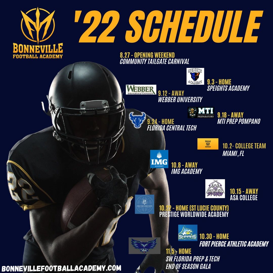 SCHEDULE | Bonneville Football Academy